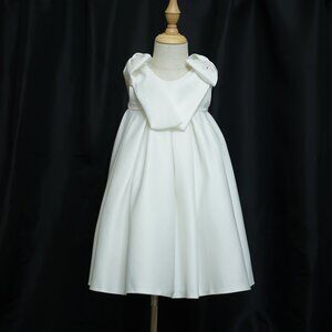 Elegant White Bow Princess Dress, Flower girl dress, Formal Dress, Kids Dress